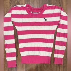 Y2K Abercrombie & Fitch Pink White Striped Crewneck Sweater Women’s XS